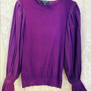 Lauren by Ralph Lauren Purple Puff Blouse